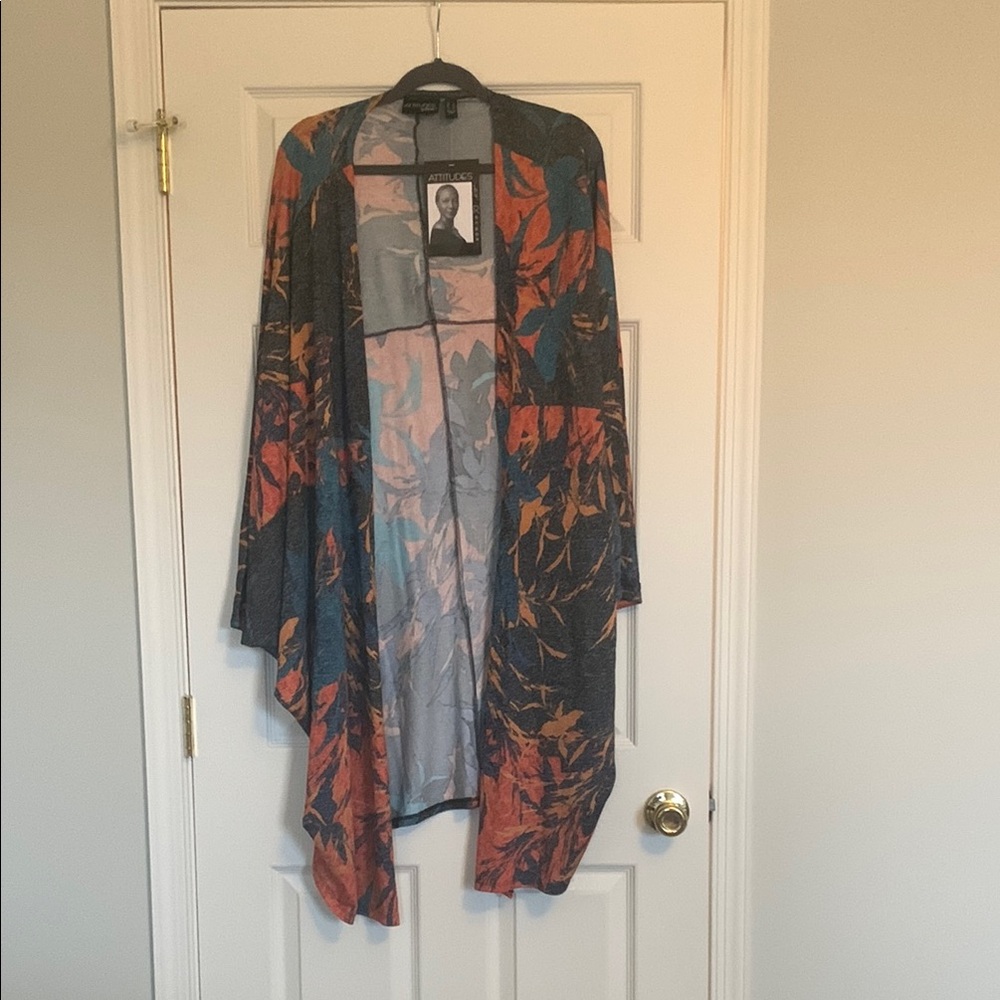 Multicolor Open Front Kimono Jacket
